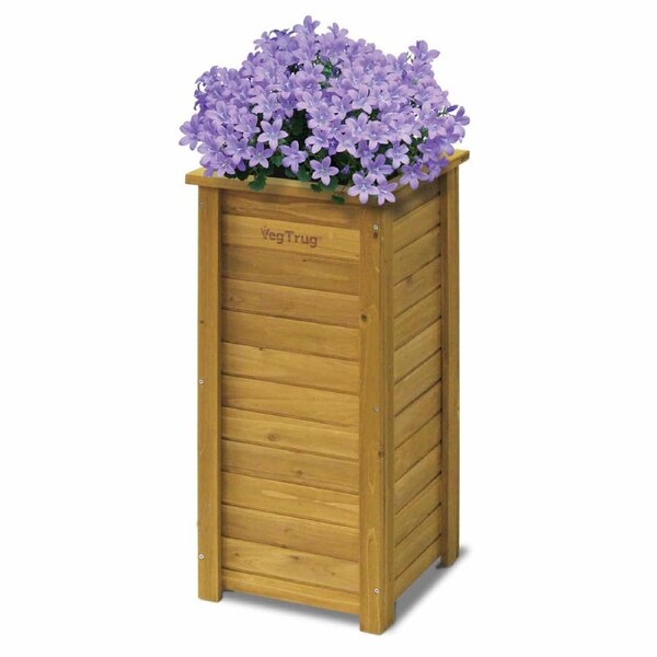 VegTrug Timber Tall Square Planter Box 380 x 380 x 820mm Natural