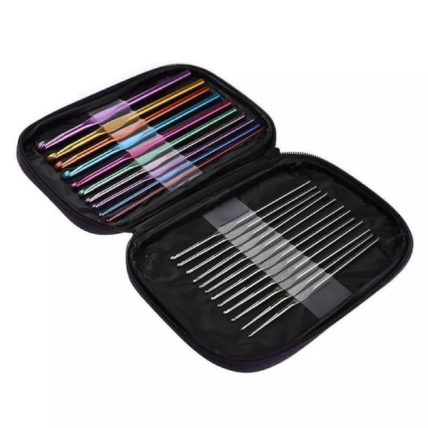 22PCS Crochet Hook Set Aluminium Knitting Needles with Case for DIY Yarn Craft
