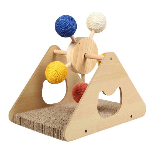 Wooden Ferris Wheel Cat Scratching Board Interactive Cat Toys Pet Play Furniture