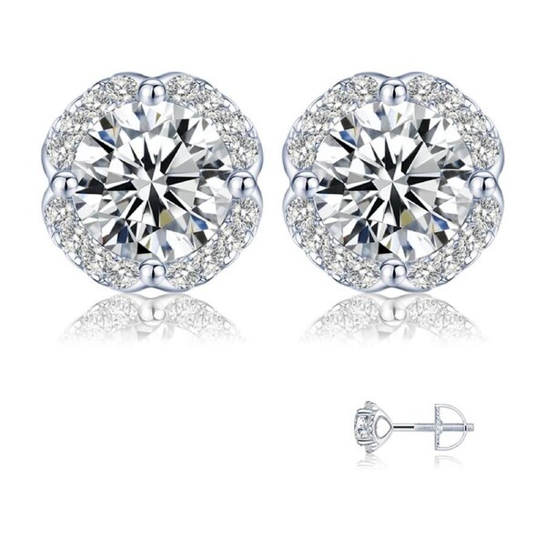 Nevenka Moissanite Stud Earrings 0.5CT D Color 925 Sterling Silver Bud Earring Lab Created Diamond Screw Back Jewelry For Women-034
