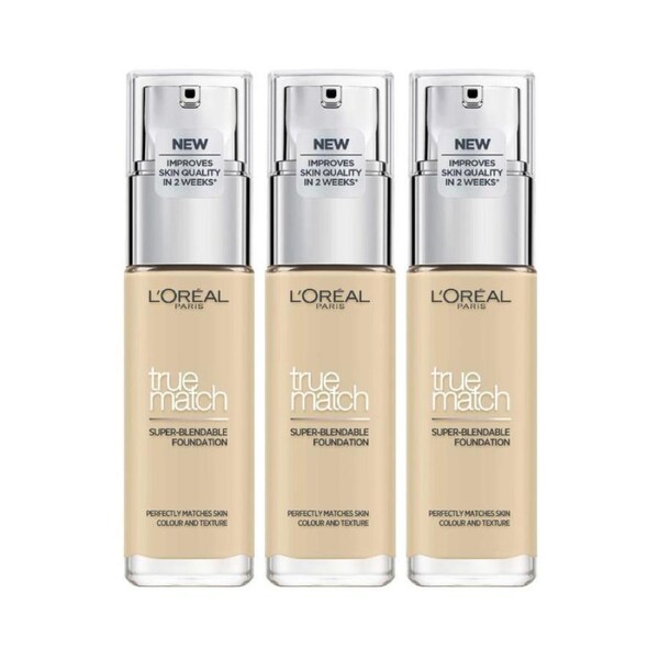 3 x L'Oreal Paris True Match Super Blendable Liquid Foundation 30mL - 1.D/1.W Golden Ivory