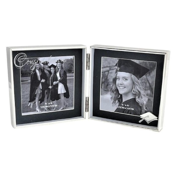 Russell Collection Photo Frame - Graduation Double Silver Plated 4x4