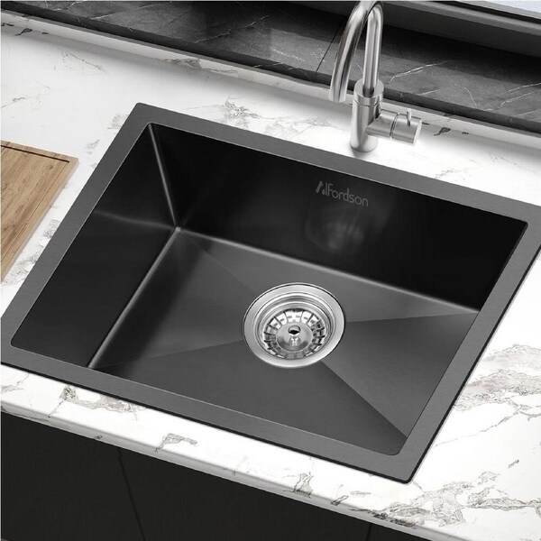 ALFORDSON Kitchen Sink 60x45cm Stainless Steel Basin Single Bowl Black