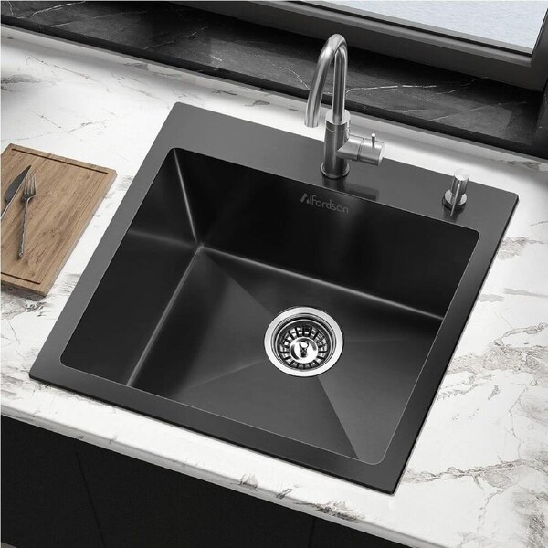ALFORDSON Kitchen Sink 53x50cm Stainless Steel Basin Single Bowl Black