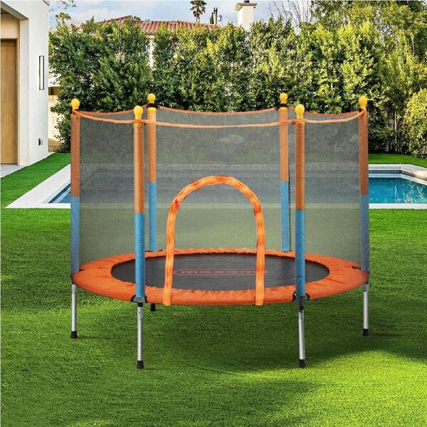 Mazam 60 Inch Trampoline Kids Trampolines w/ Enclosure Safety Net Pad Mat