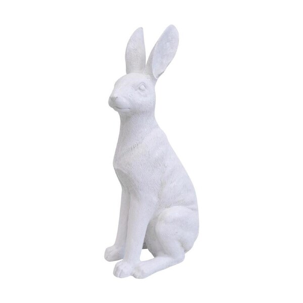 LVD Polyresin Sculpture Sitting Hare Aged Figure Home/Office Decor White Lrg