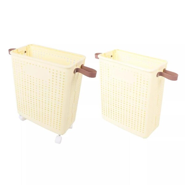 1pc Laundry Baskets with Wheels Clothes Bin Multifunctional for Bedroom Bathroom Size L