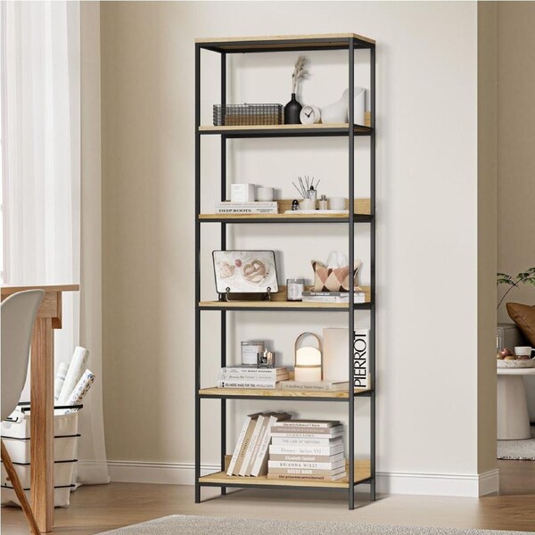 Oikiture Display Shelf 5 Tier Bookshelf Storage Shelves Stand Rack Bookcase