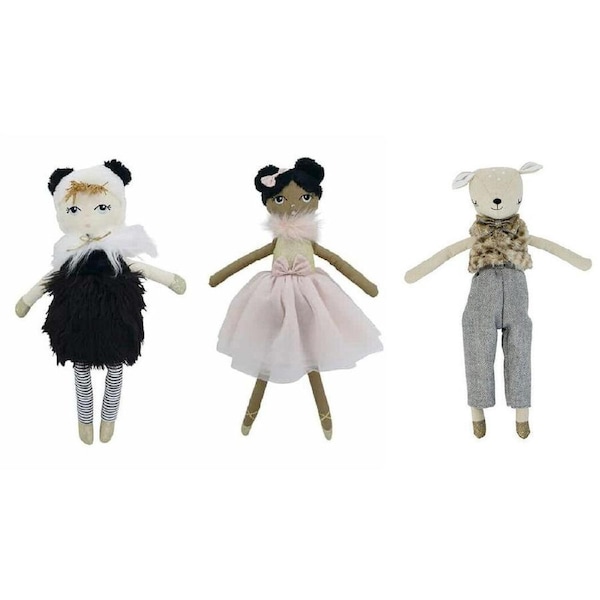 3pc Annabel Trends Kids/Children Deer Hugh,Panda and Princess Jada Doll Set
