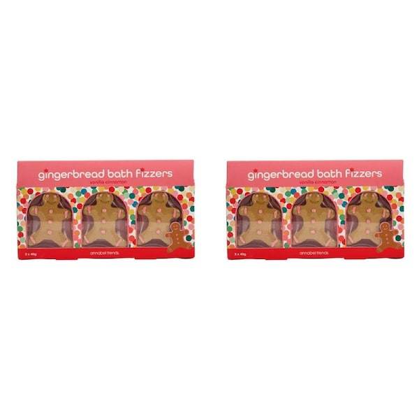 6pc Annabel Trends Gingerbread Men Bath Fizzers Bath Bomb Vanilla Cinnamon