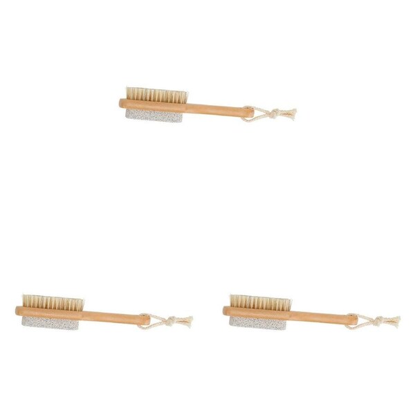 3PK Annabel Trends Spa Trends Wooden Pumice Stone Foot Care Scrub Brush 17.5x4cm