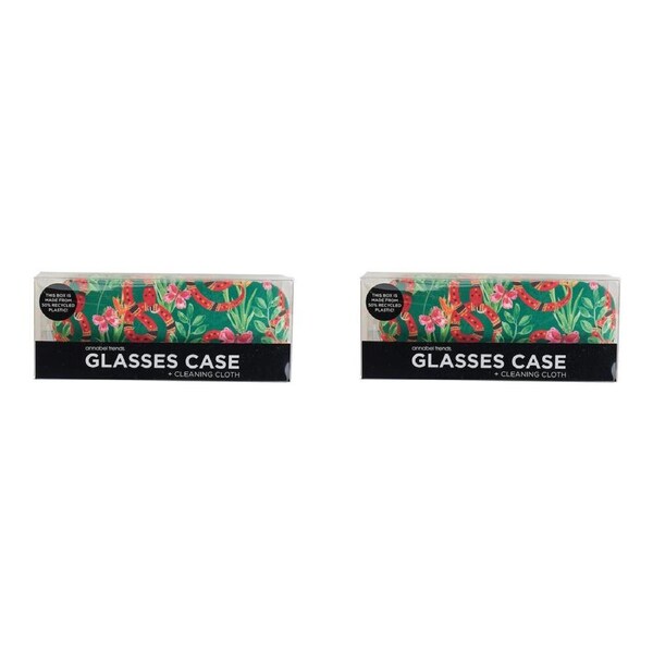 2PK Annabel Trends Glasses Protector Hard Case/Cloth Combo 15cx6cm Jungle Snake