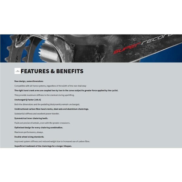 Campagnolo Crankset 12 Speed Super Record Carbon 175mm 36-52 - Black Size 175mm / 36/52t