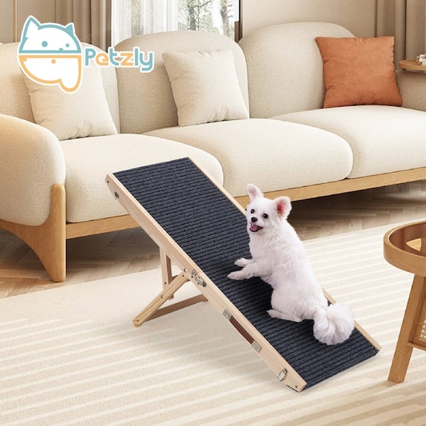 Petzly 40X100cm Foldable Dog Ramps Adjustable 4 Heights Folding Portable Pet Ramp