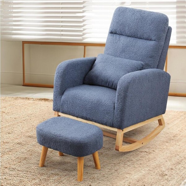 1- Seater Levede Armchair Lounge Chair with Footrest - Navy