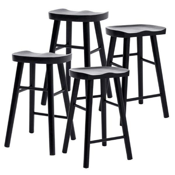 4X Wooden Bar Stool Dining Chair Pine Wood FRIDA 65cm BLACK