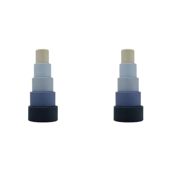 2PK Annabel Trends Silicone Stacking Cup Baby/Toddler Fun Play Toy 22cm Blue