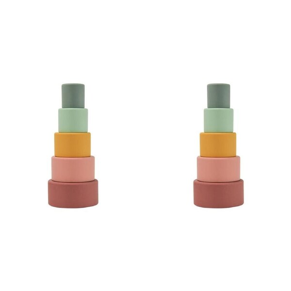 2PK Annabel Trends Silicone Stacking Cup Baby/Toddler Fun Play Toy 22cm Pink