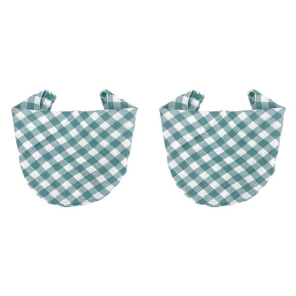 2PK Annabel Trends Muslin Neck Baby Feeding Bib Adjustable 30x30cm Gingham Olive