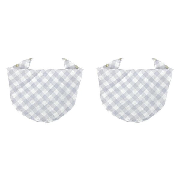 2PK Annabel Trends Muslin Baby Feeding Bib Adjustable 30x30cm Gingham Cool Grey