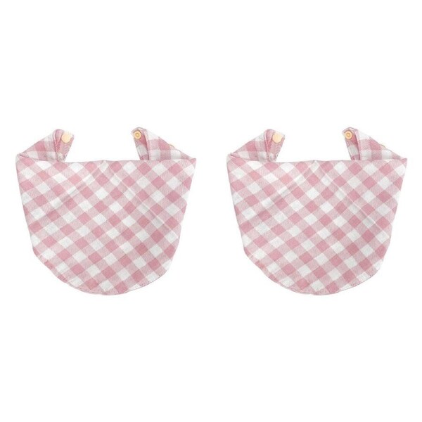 2PK Annabel Trends Muslin Neck Bib Baby Feeding 30x30cm Gingham Pink Clay