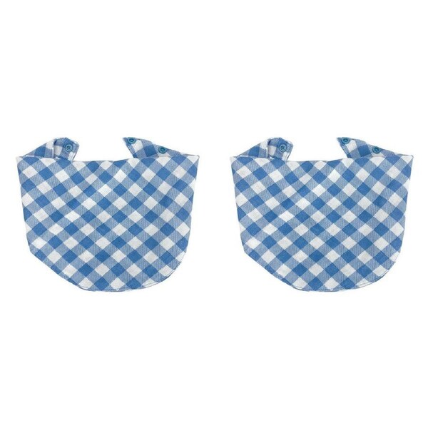 2PK Annabel Trends Muslin Neck Baby Feeding Bib Adjustable 30x30cm Gingham Blue