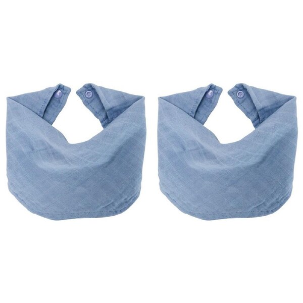 2PK Annabel Trends Muslin Baby Neck Feeding Bib Adjustable Snap-On 30x30cm Blue