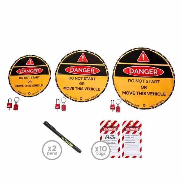 Volt Safety LOCKOUT-KIT-SW - Steering Wheel Lockout Cover Kit With 3 Locks & Keys - 40, 50, 60cm