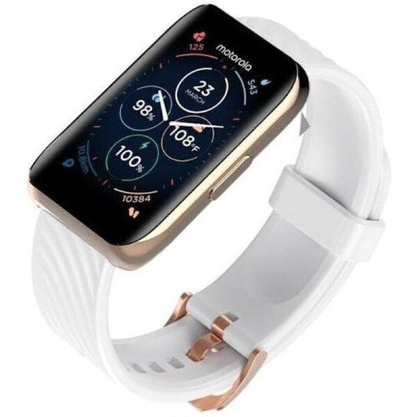 Motorola Model M40 Smart Watch IOS and Android - Rose Gold / White Strap