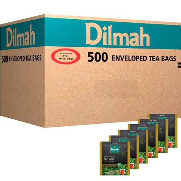 Dilmah Premium Earl Grey Individually Wrapped Tea Ceylon Bags Envelope Packs Box 500