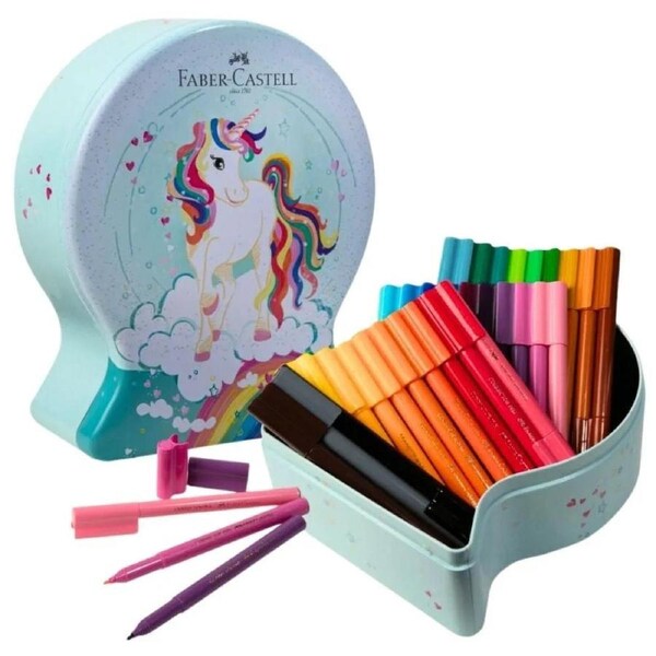Faber-Castell 33 Connector Pens Unicorn Snow Globe Gift Set Tin