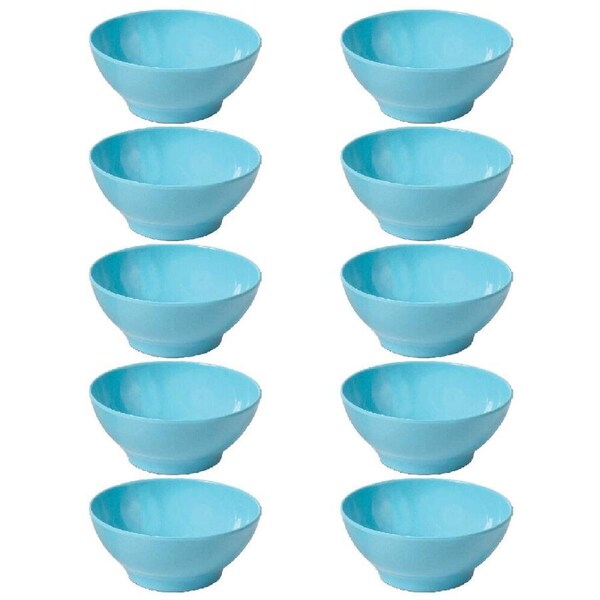 10PK Campfire Bamboo Serving Bowl Camping/Picnic Tableware Round 15cm Blue