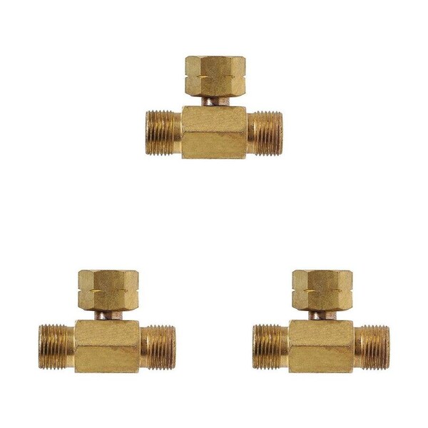 3PK Companion Brass 3/8" LH to Dual 3/8" LH Double Camping Gas Adaptor/Fitting