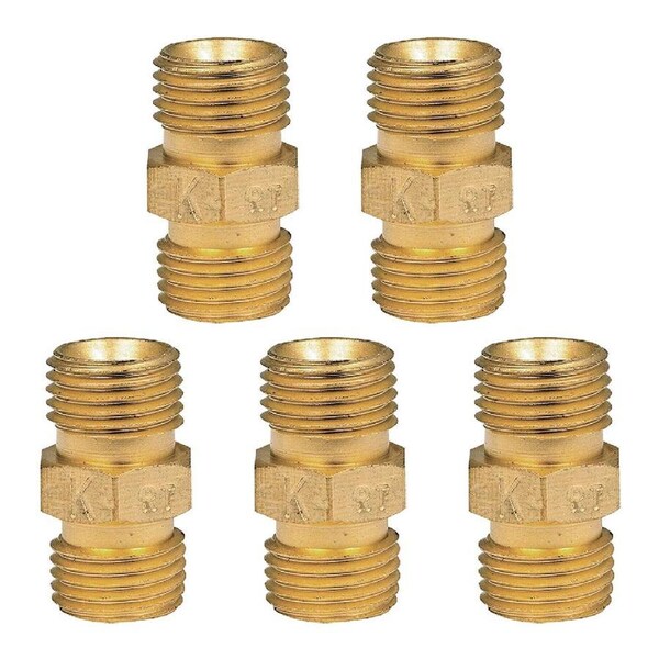 5PK Companion Brass 1/4" BSP Male To 1/4" BSP Male Outdoor Gas Adaptor Connector