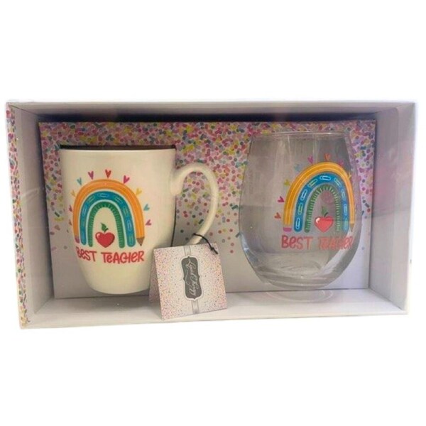 Teacher Mug and Stemless Wine Glass Gift Set - Best Teacher