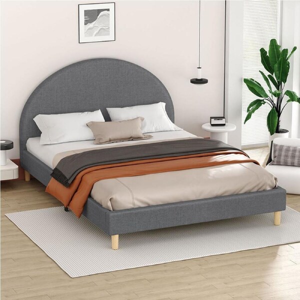ALFORDSON Bed Frame Arched Base Grey Double
