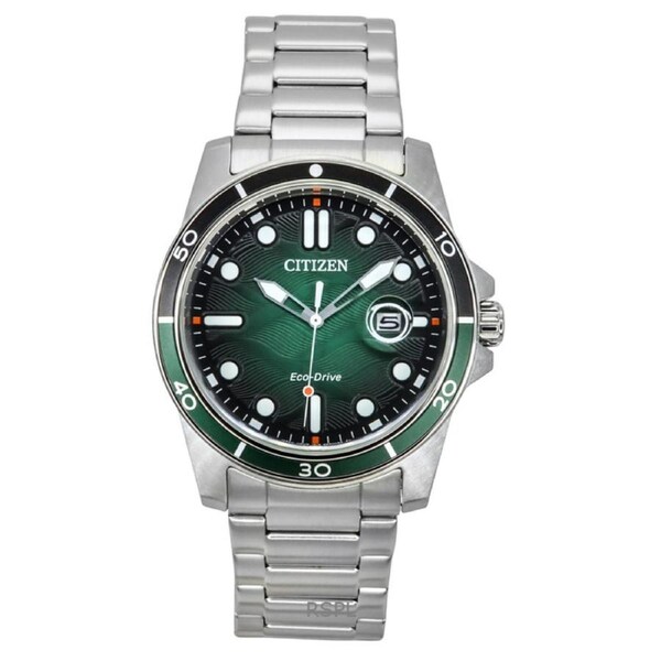 Citizen Marine Eco-Drive Stainless Steel Green Dial AW1811-82X 100M Mens Watch