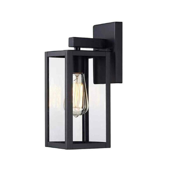 BAMDECOR JC2036 1 x Matte Black Hardwired Outdoor Wall Lantern Sconce