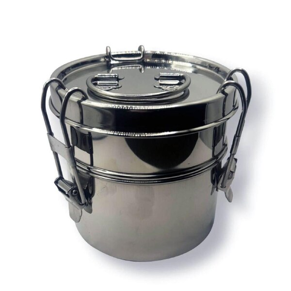 Leak Proof Double Round Stainless Steel Bento Box - Green Essentials