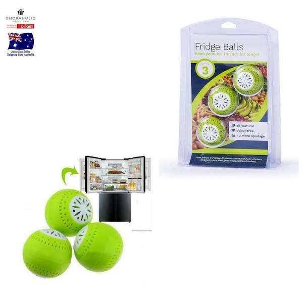 Pack of 3 Fridge Balls Natural Refrigerator Absorber Odour Removal