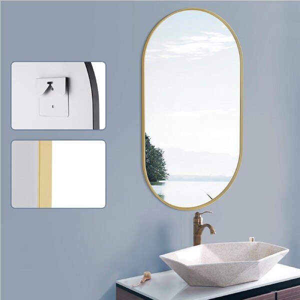 50x90cm Aluminium Wall Mirrors Oval Makeup Mirror Vanity Home Decor Gold