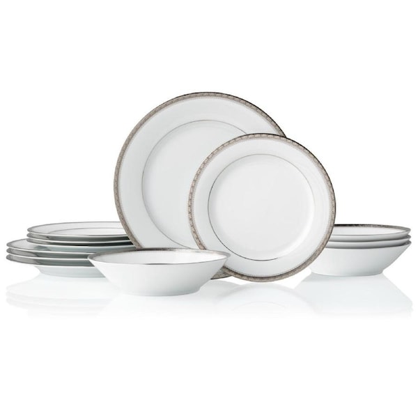 Noritake Charlotta 12 Piece Dinner Setting Platinum