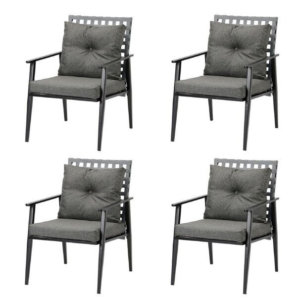 Livsip 4x Outdoor Rattan Chairs Furniture Garden Patio Lounge Armchair Black