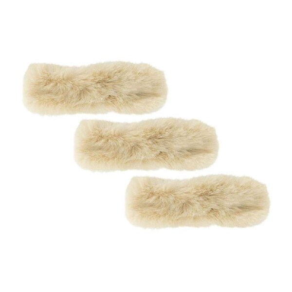 3PK Annabel Trends Women Faux Fur Soft & Fluffy Hair Clip Accessory13cm Blonde
