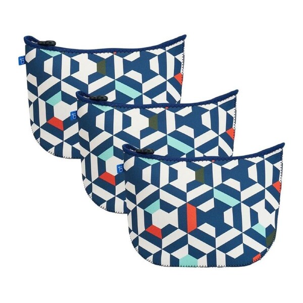 3PK Annabel Trends Portable Neoprene Mens Toiletries Wet Pack Bags 30x38cm Geo