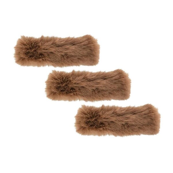3PK Annabel Trends Women Faux Fur Soft & Fluffy Hair Clip Accessories 13cm Brown