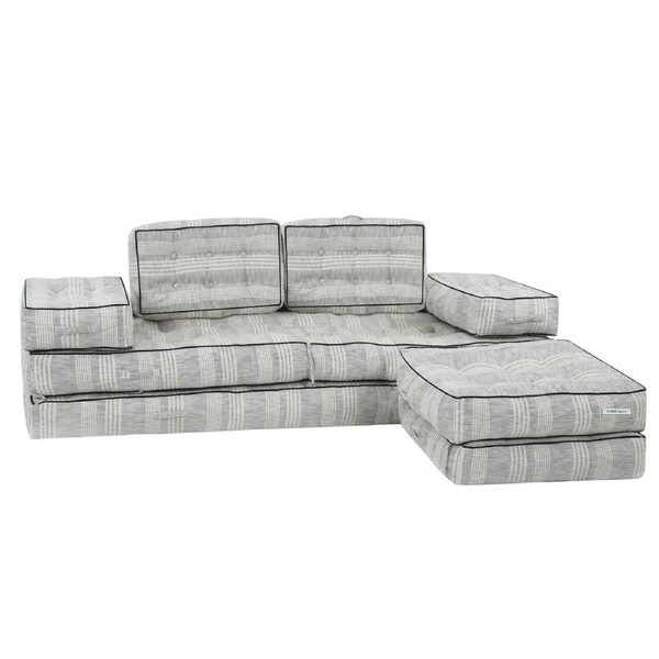 Agura 10-piece Modular Setting Lounge Couch Tufted Surface Cotton Woven Fabric