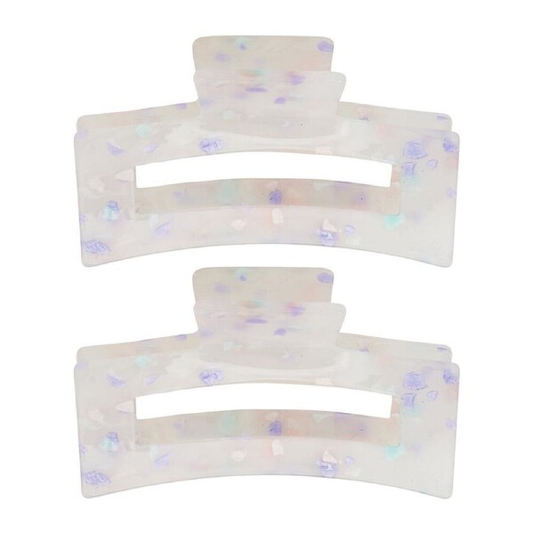 2PK Annabel Trends Tamed Hair Claw Clamp Women's Accessory 8.5cm Pearl Confetti