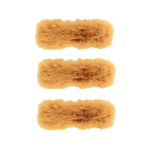 3PK Annabel Trends Hair Clip Faux Fur Barette Women's Accessory 13x5cm Mustard