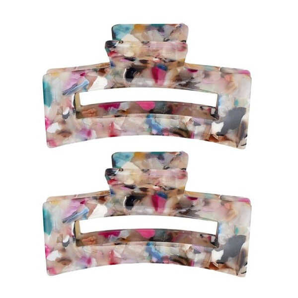 2PK Annabel Trends Tamed Hair Claw Shark Clamp Women's Accessory 8.5cm Gemstone